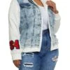 Plus Size Fleece Hooded Denim Jacket