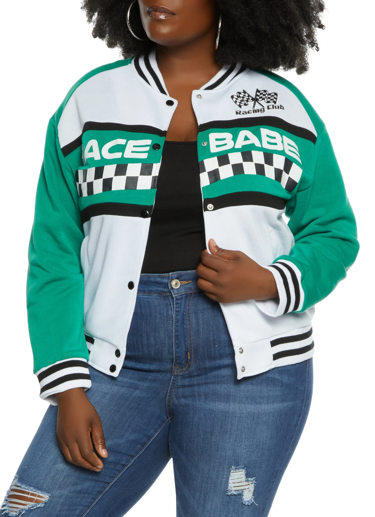 Plus Size Race Babe Varsity Jacket