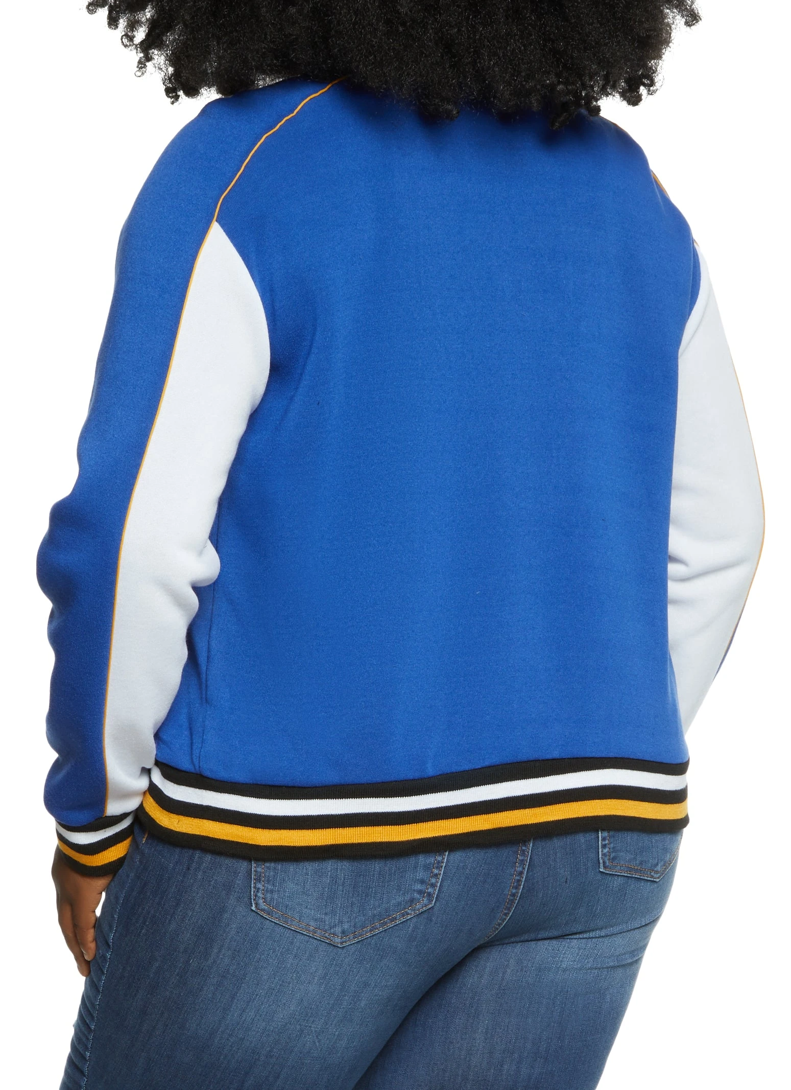 Plus Size Color Block Babe 25 Baseball Jacket - Image 2