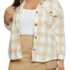 Plus Size Fleece Plaid Button Down Shacket