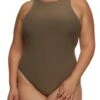 Plus Size Crew Neck Racerback Bodysuit