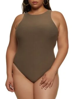 Plus Size Crew Neck Racerback Bodysuit