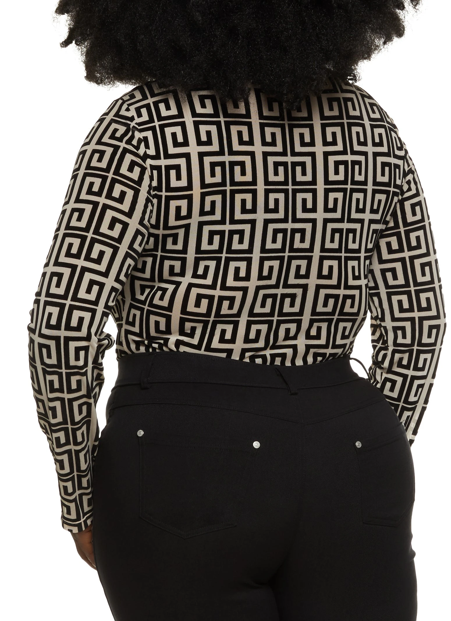 Plus Size Maze Print Half Zip Bodysuit - Image 3
