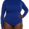 Plus Size Seamless Mock Neck Long Sleeve Bodysuit