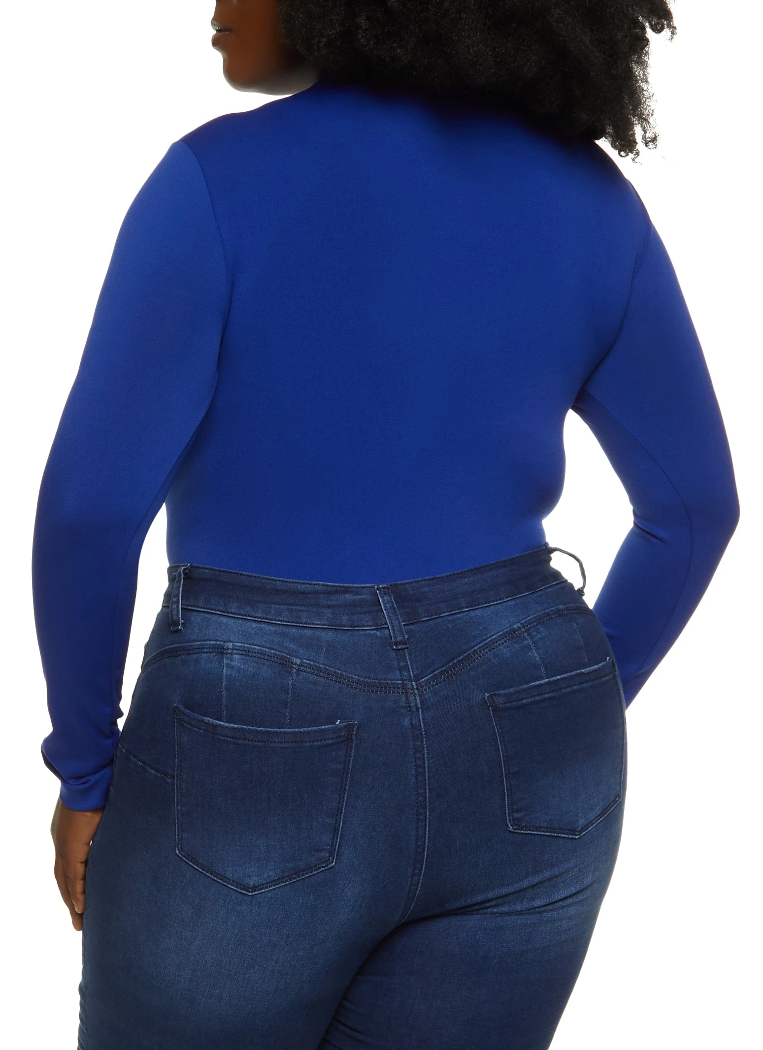 Plus Size Seamless Mock Neck Long Sleeve Bodysuit - Image 3