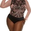 Plus Size Butterfly Sequin Mesh Long Sleeve Bodysuit
