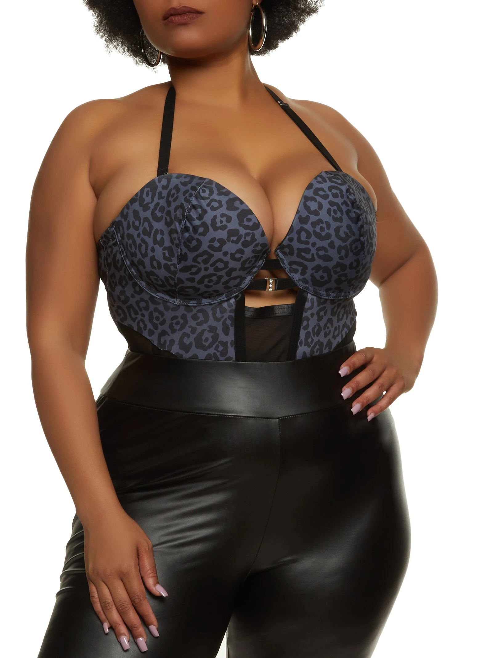 Plus Size Leopard Print Bustier Bodysuit - Image 3