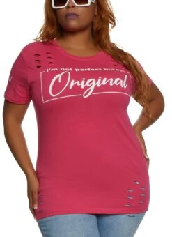 Plus Size Not Perfect But Im Original Laser Cut Graphic Tee