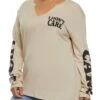 Plus Size I Dont Care Graphic Long Sleeve Tee