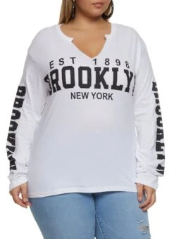 Plus Size Brooklyn Long Sleeve Graphic Tee
