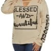 Plus Size Laser Cut Blessed And Beautiful Graphic Tee