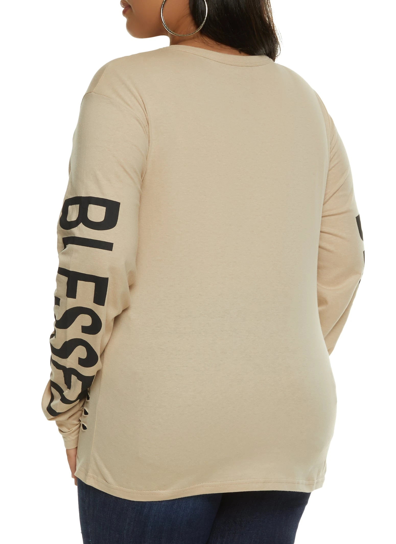 Plus Size Laser Cut Blessed And Beautiful Graphic Tee - Image 2
