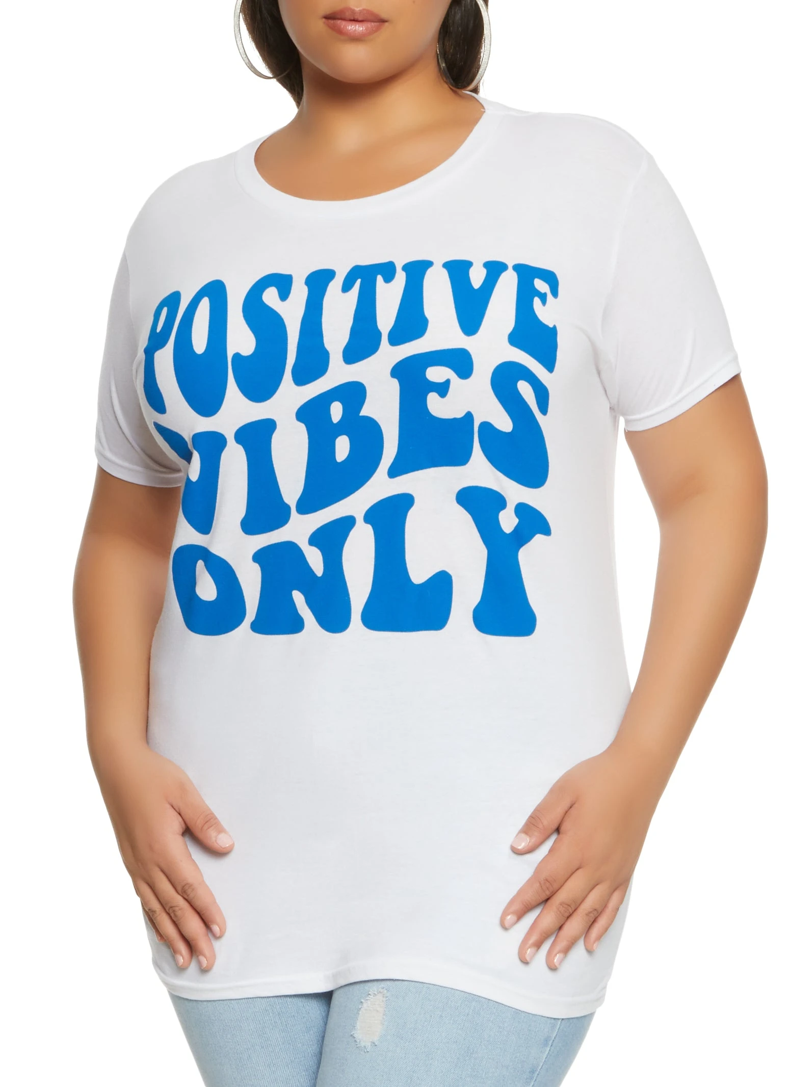 Plus Size Positive Vibes Only Graphic Tee