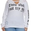 Plus Size Keyhole Long Sleeve Graphic Tee