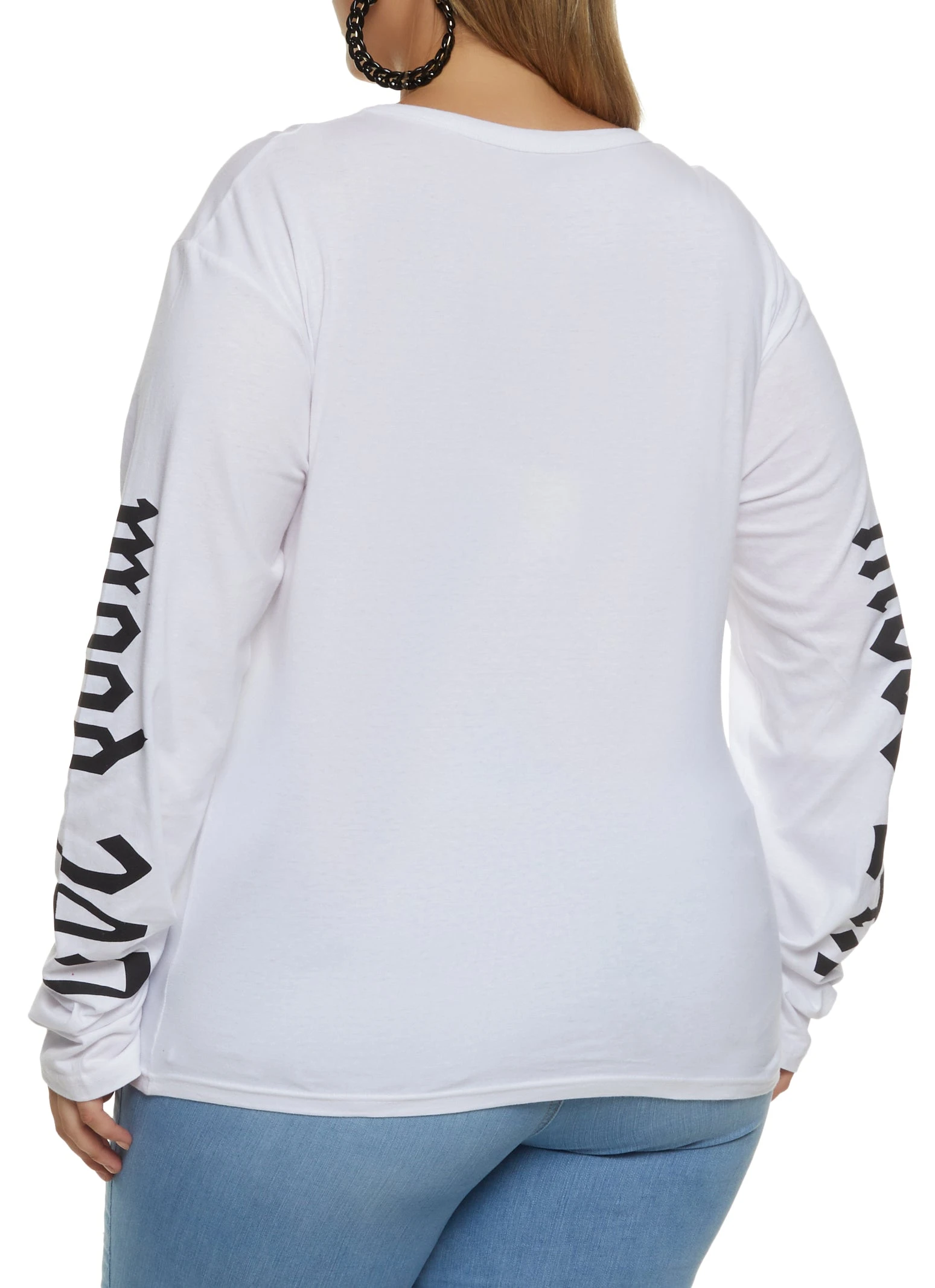 Plus Size Keyhole Long Sleeve Graphic Tee - Image 2