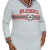 Plus Size Blessed Long Sleeve Varsity Tee