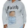 Plus Size Faith Laser Cut Hooded Sweatshirt