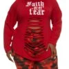 Plus Size Faith Over Fear Laser Cut Graphic Hoodie
