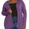 Plus Size Waffle Knit Open Front Cardigan