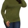 Plus Size Mock Neck Faux Button Top