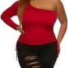 Ambiance Plus Size Ruched One Shoulder Top