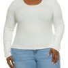 Ambiance Plus Size Ribbed Scoop Neck Long Sleeve Top