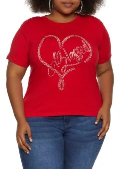 Plus Size Rhinestone Blessed Graphic Tee