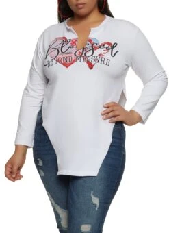 Plus Size Blessed Beyond Measure Hanky Hem Top