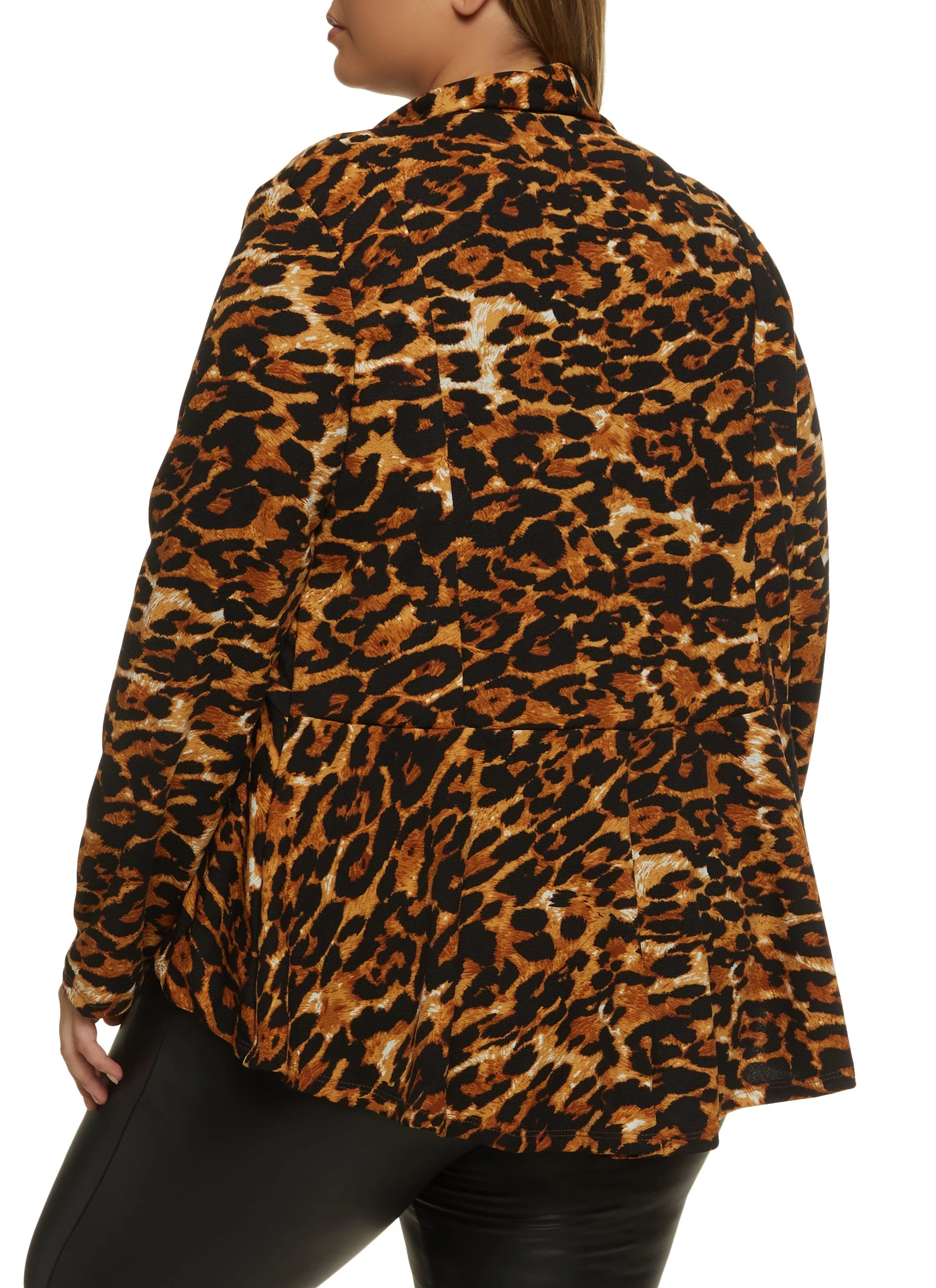 Plus Size Leopard Open Front Cardigan - Image 2