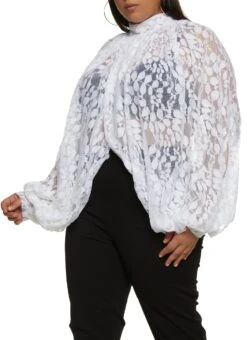 Plus Size Lace Tie Back Split Hem Top