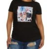 Plus Size Rhinestone Heel Patch Graphic Tee