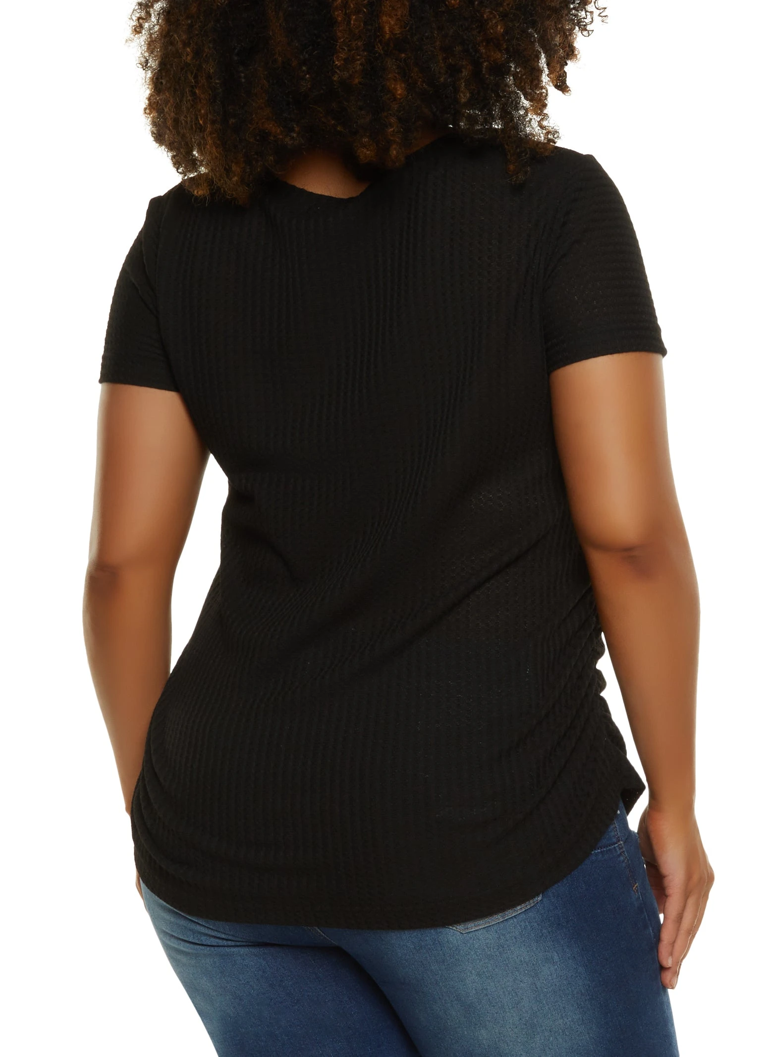 Plus Size Rhinestone Heel Patch Graphic Tee - Image 2