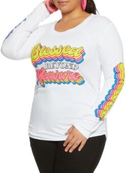 Plus Size Blessed Beyond Measure Ruched Graphic Tee