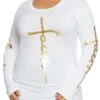 Plus Size Faith Foil Screen Long Sleeve Top