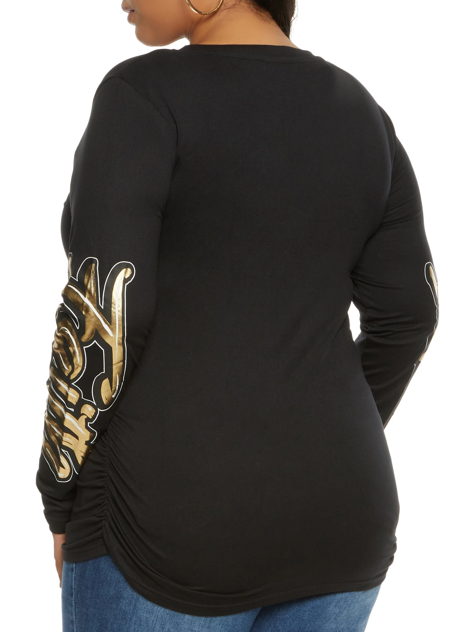 Plus Size Faith Over Everything Foil Screen Long Sleeve Tee - Image 2