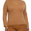Plus Size Seamless Long Sleeve V Neck Tee