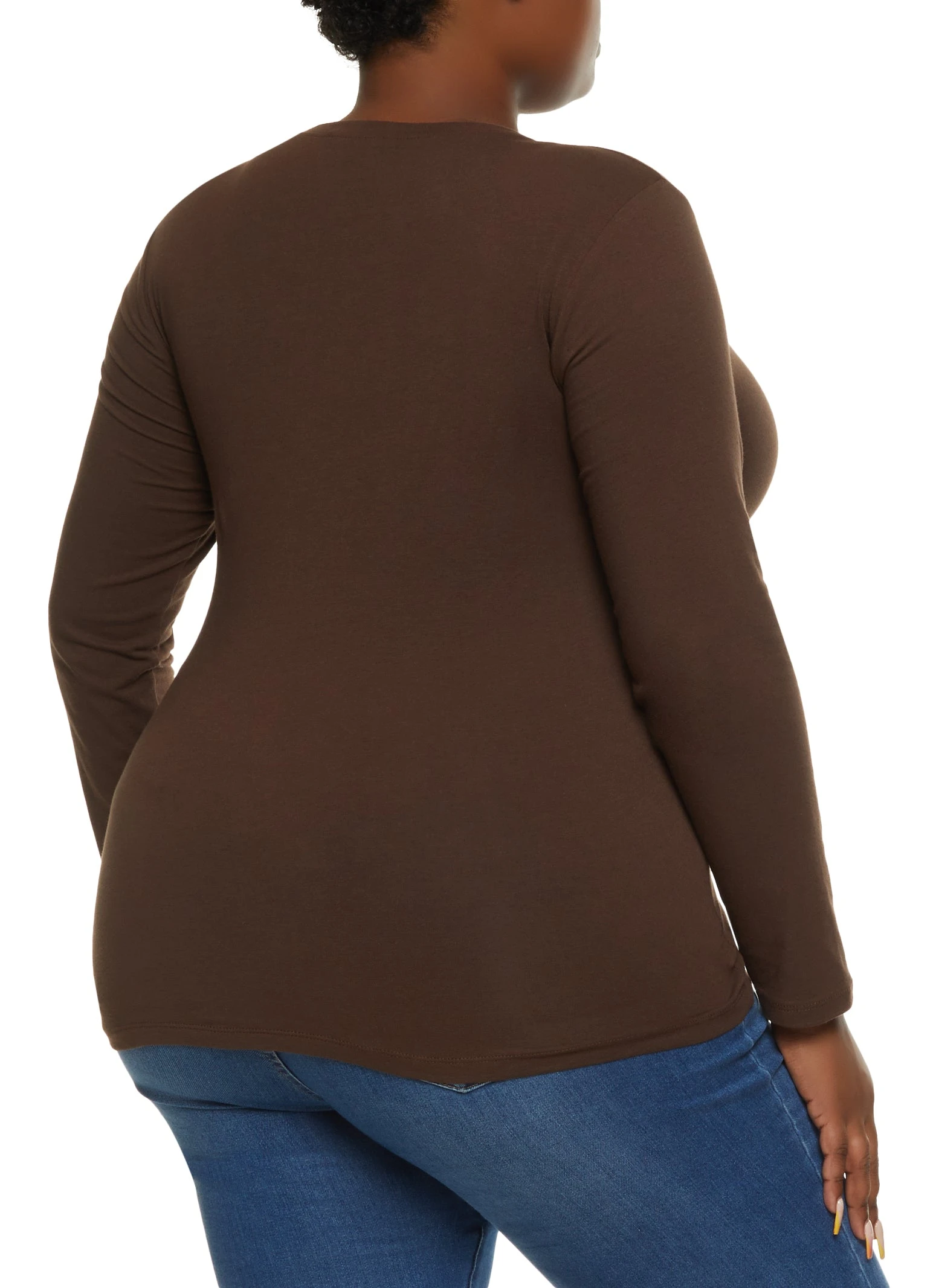 Ambiance Plus Size Basic Crew Neck Long Sleeve Tee - Image 2