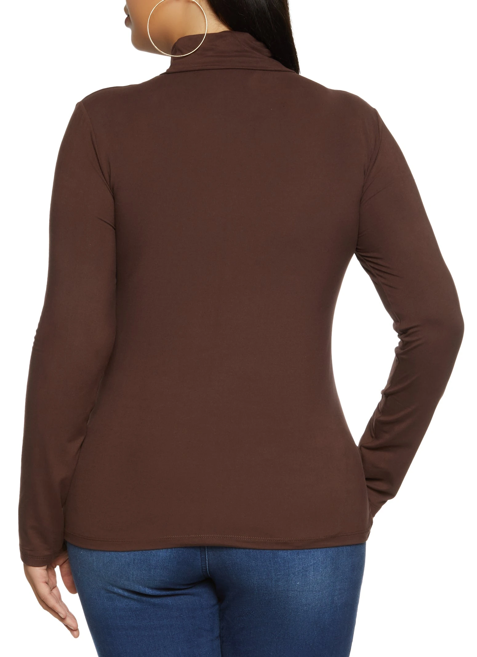 Plus Size Solid Turtleneck Top - Image 2
