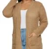 Plus Size Pointelle Knit Open Front Cardigan