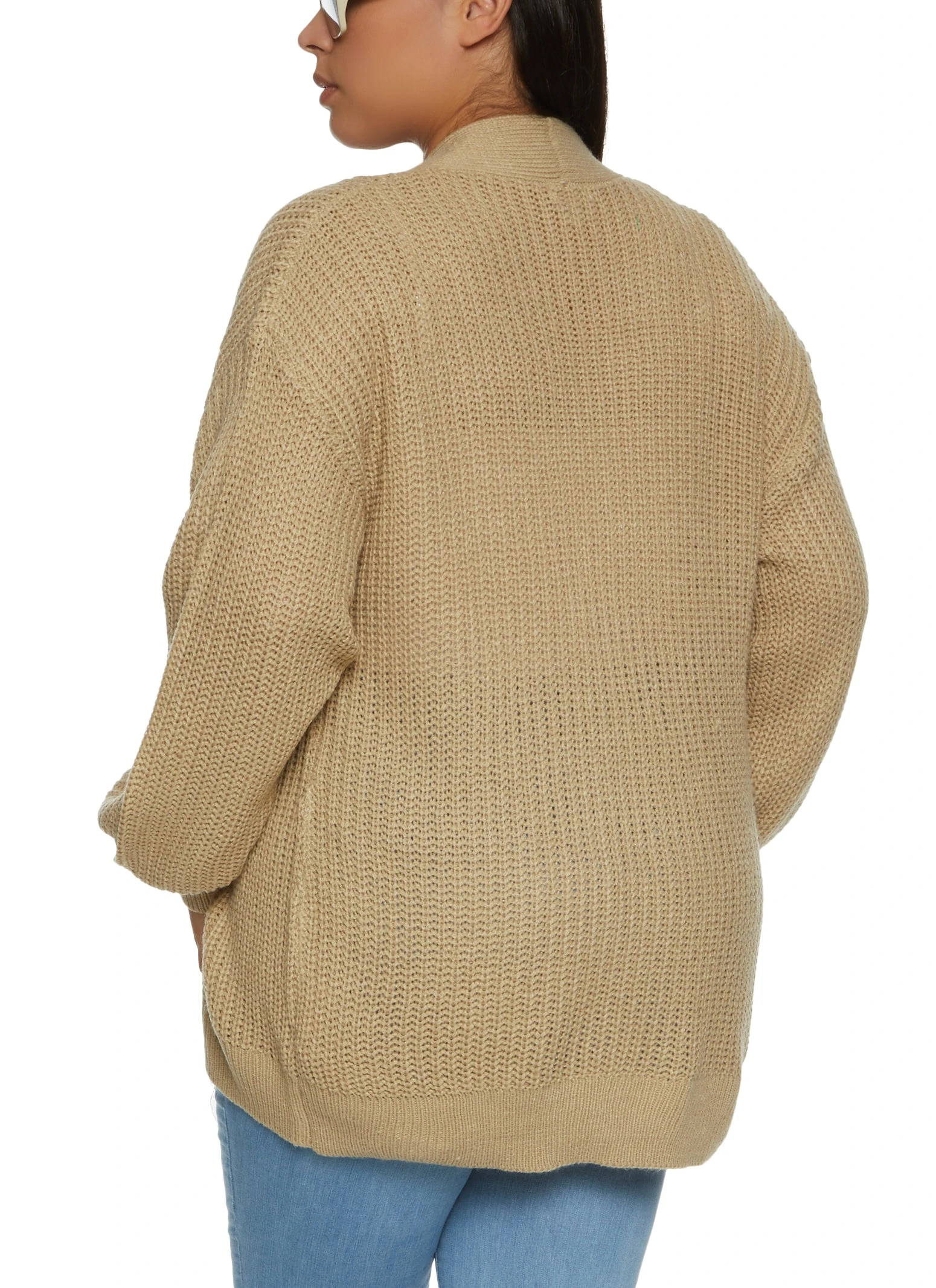 Plus Size Knit Open Front Cardigan - Image 2