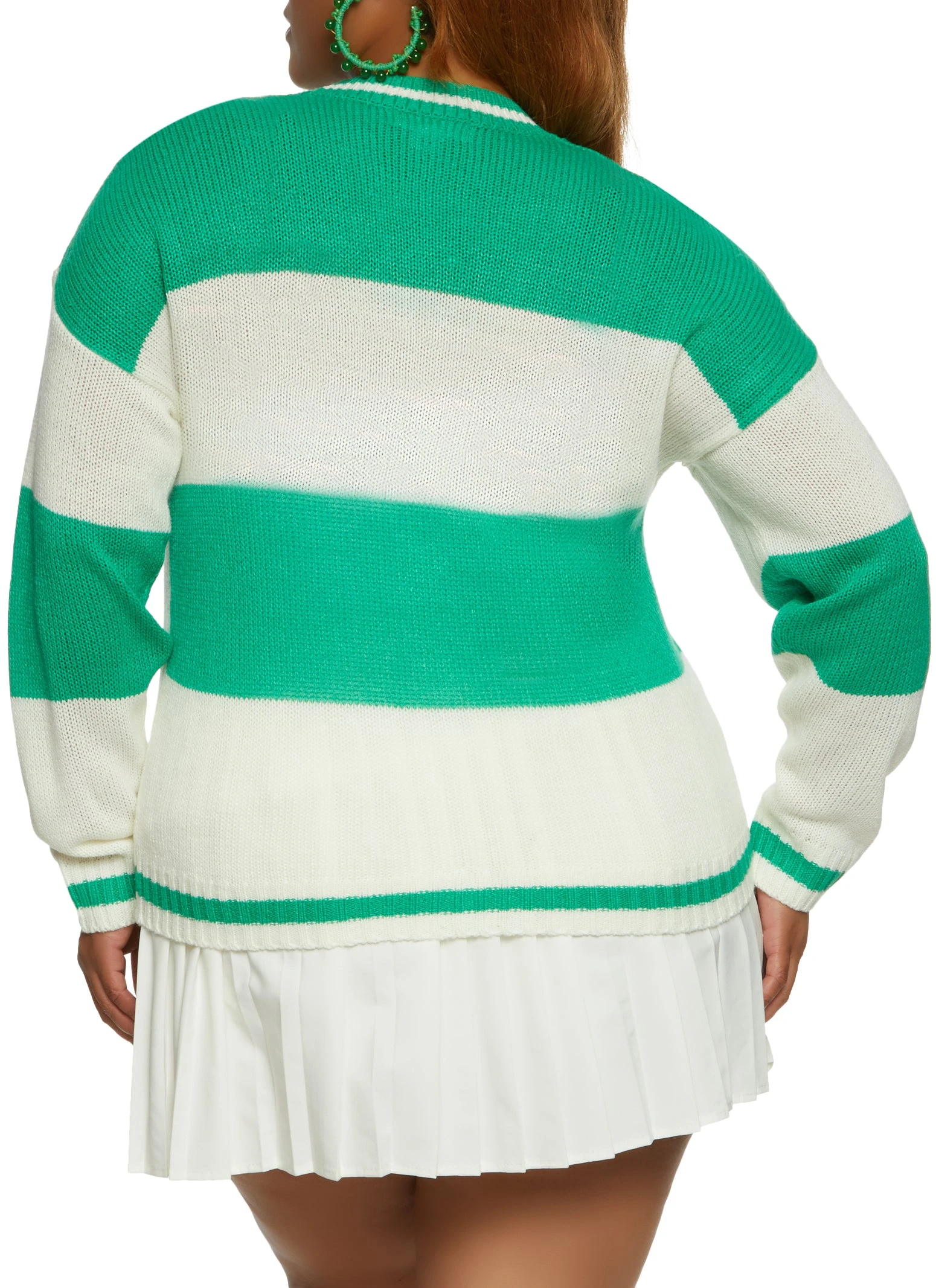 Plus Size S Initial Chenille Patch Button Front Cardigan - Image 3