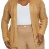 Plus Size Cable Knit Open Cardigan