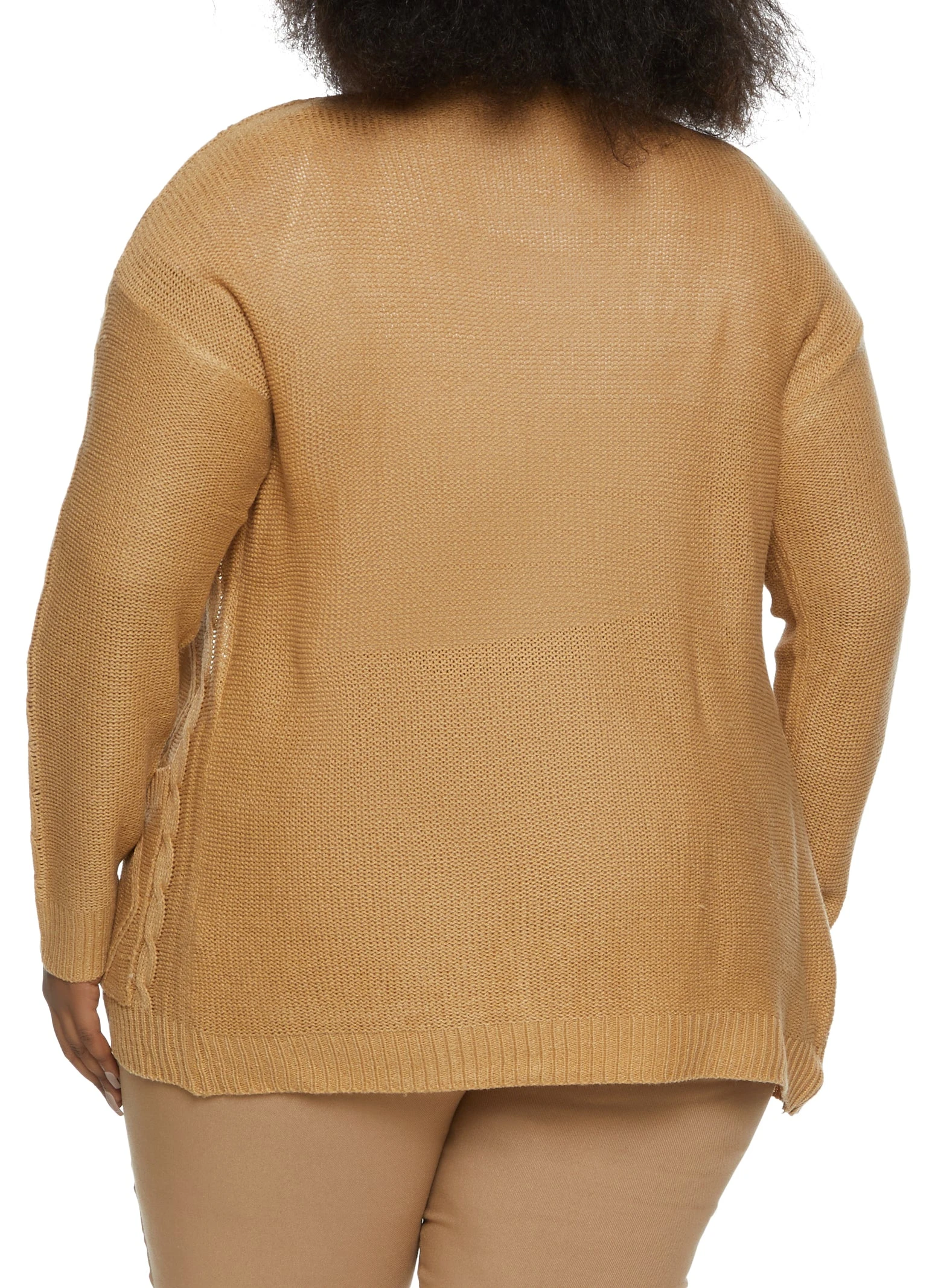 Plus Size Cable Knit Open Cardigan - Image 2