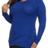 Plus Size Solid Faux Button Detail Pullover Sweater