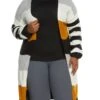 Plus Size Color Block Striped Duster