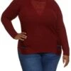 Plus Size Distressed Detail Pullover Sweater