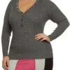 Plus Size Snap Button Ribbed Knit Sweater