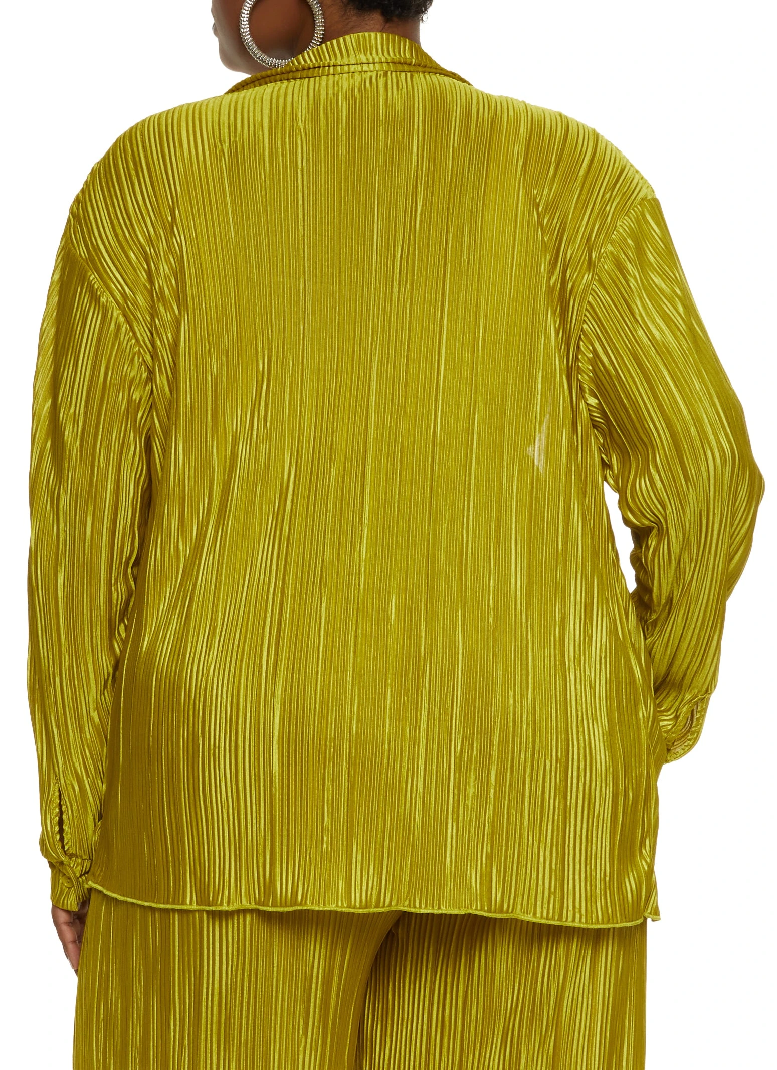 Plus Size Plisse Button Front Shirt - Image 3