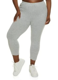Plus Size Brushed Knit High Waist Leggings