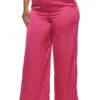 Plus Size Satin High Waist Palazzo Pants